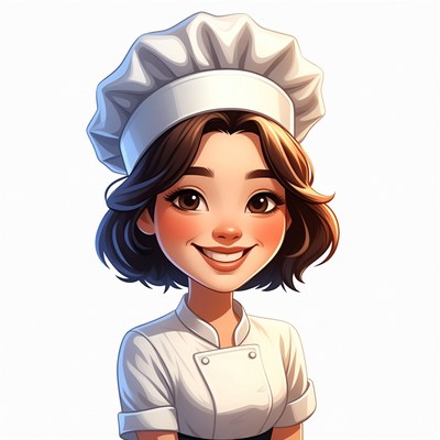 Smiling Asian chef woman illustration
