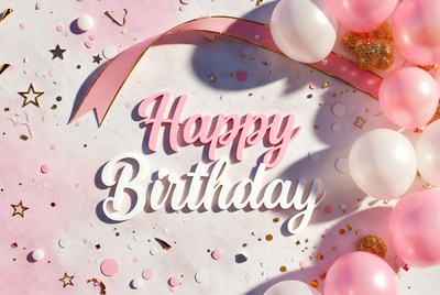 Happy Birthday with Pink Balloons