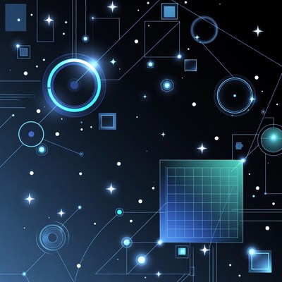 Futuristic Blue Neon Grid Background