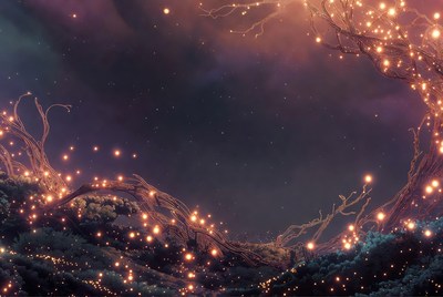 Glowing Magical Tree Branches Background