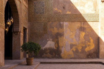 Moroccan Courtyard with Lanterns and Plant