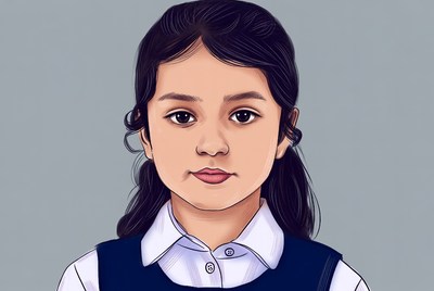 Asian girl in school uniform illustration