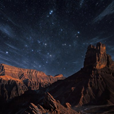 Starry Night Sky Over Red Rock Canyon