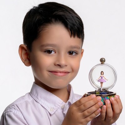 Boy holding ballerina music box