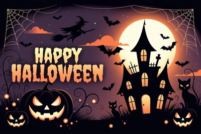 Happy Halloween Haunted Castle Illustration