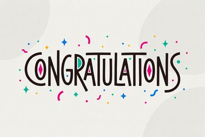 Colorful Congratulations Text with Confetti