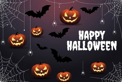 Happy Halloween Illustration with Pumpkins