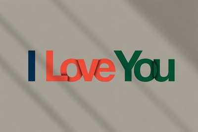 I Love You 3D Text Shadow