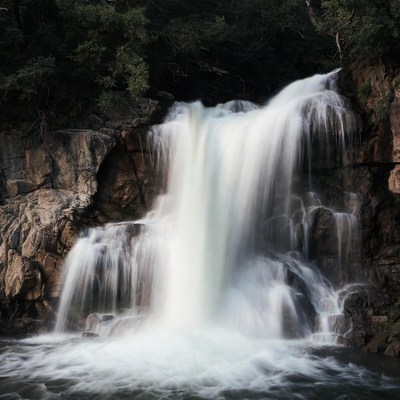 Majestic waterfall cascading over rocks