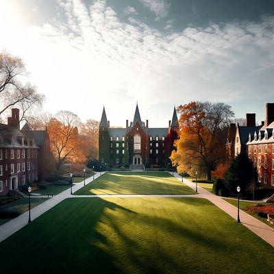 Gothic University Campus in Autumn