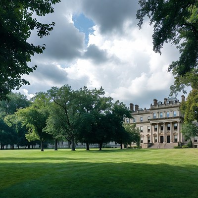 Grand Mansion in Lush Green Lawn