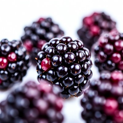 Fresh Blackberries on White Background