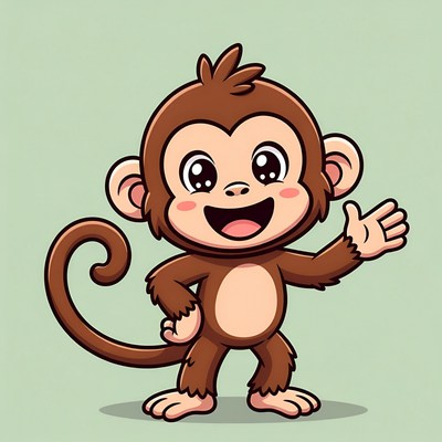 Cute cartoon monkey waving