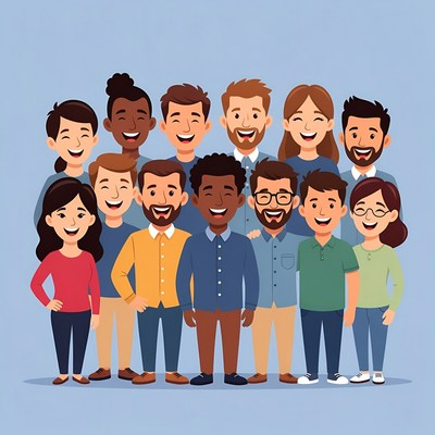 Diverse group smiling illustration