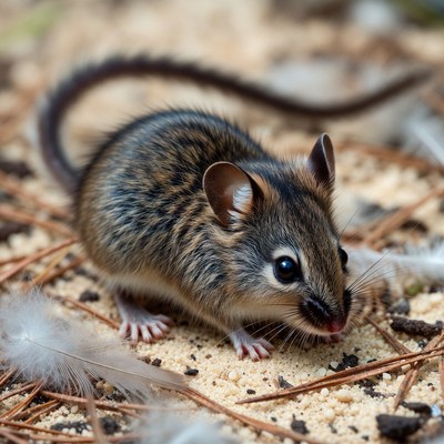 Cute deer mouse with feathers