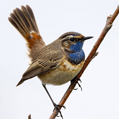 Blue-throated warbler perched on branch