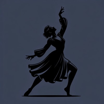 Silhouette of woman dancing gracefully