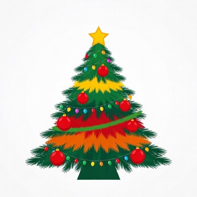 Colorful Christmas Tree with Lights