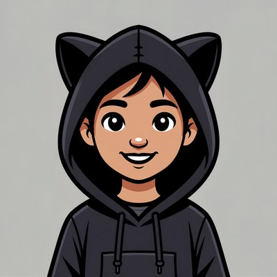 Boy in cat ear hoodie illustration