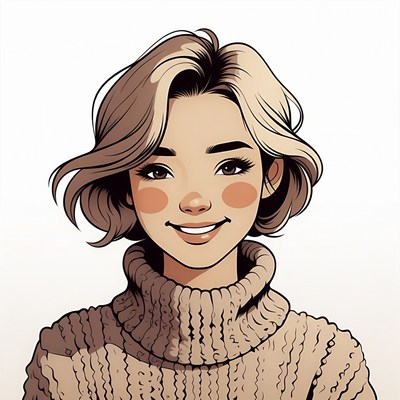 Smiling Asian woman in turtleneck sweater