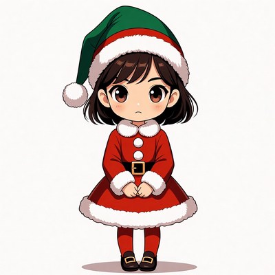 Anime girl in Santa dress