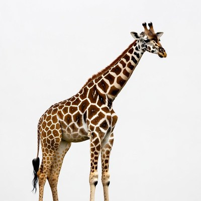 Giraffe standing on white background
