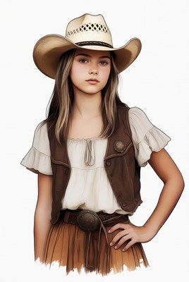 Girl in cowboy hat and vest