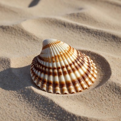 Scallop Shell on Beach Sand