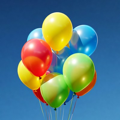 Colorful Balloons Cluster on Blue Sky