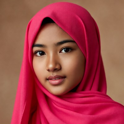 Young woman in pink hijab