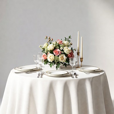 Elegant Table with Flowers and Candles