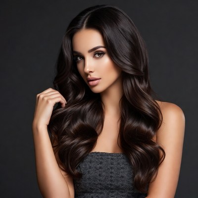 Beautiful woman with long wavy hair
