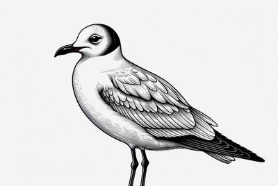 Black and white gull illustration