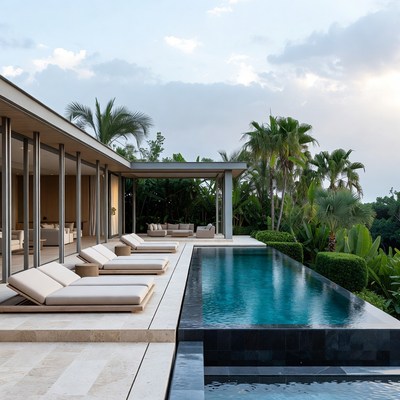 Modern Infinity Pool Tropical House