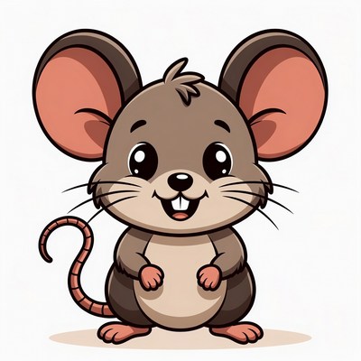Cute cartoon mouse smiling