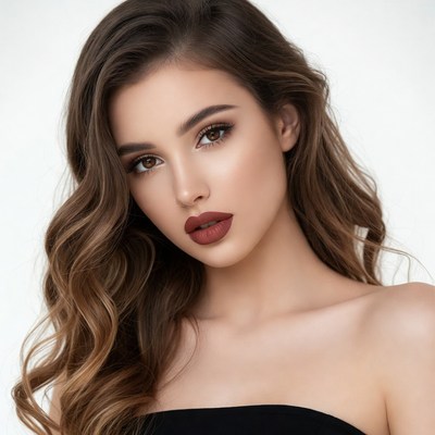 Beautiful woman with wavy brown hair