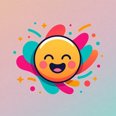 Happy Smiling Emoji with Splashes