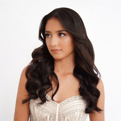 Asian woman in beaded dress