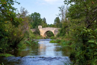 Stone Arch Bridge over River
