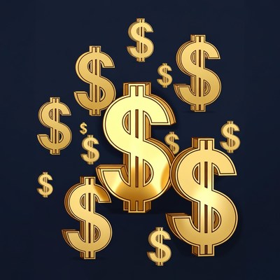 Golden Dollar Signs on Dark Background