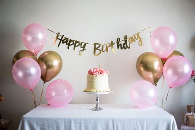 Pink and Gold Happy Birthday Cake Balloons