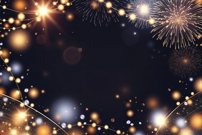 Golden fireworks burst background