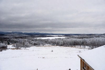 Snowy Lake Winter Landscape View