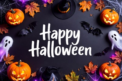 Happy Halloween Pumpkins and Ghosts