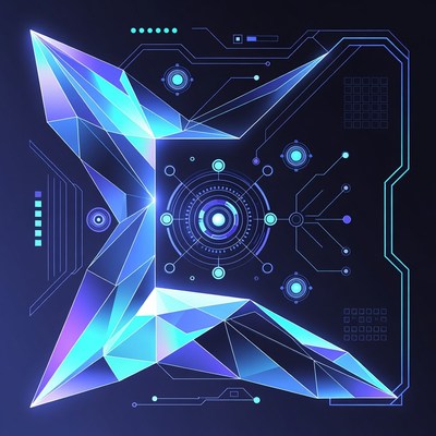 Glowing Blue Cyber Crystal