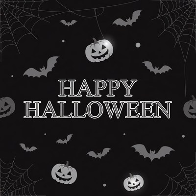 Happy Halloween with Bats and Pumpkins