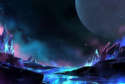 Neon Crystal Mountains Alien Landscape