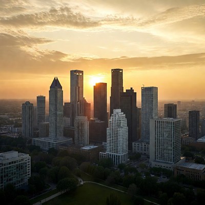Atlanta skyline at sunset