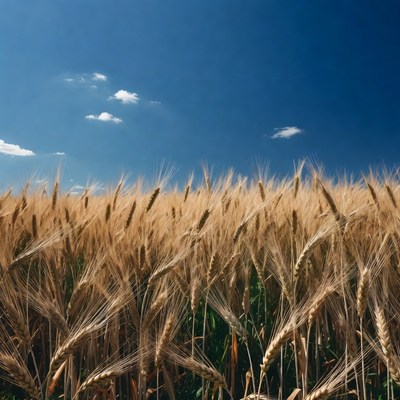 Golden Wheat Field Under Blue Sky