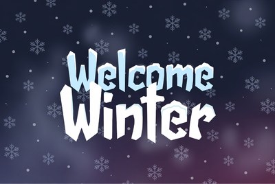 Welcome Winter Text with Snowflakes